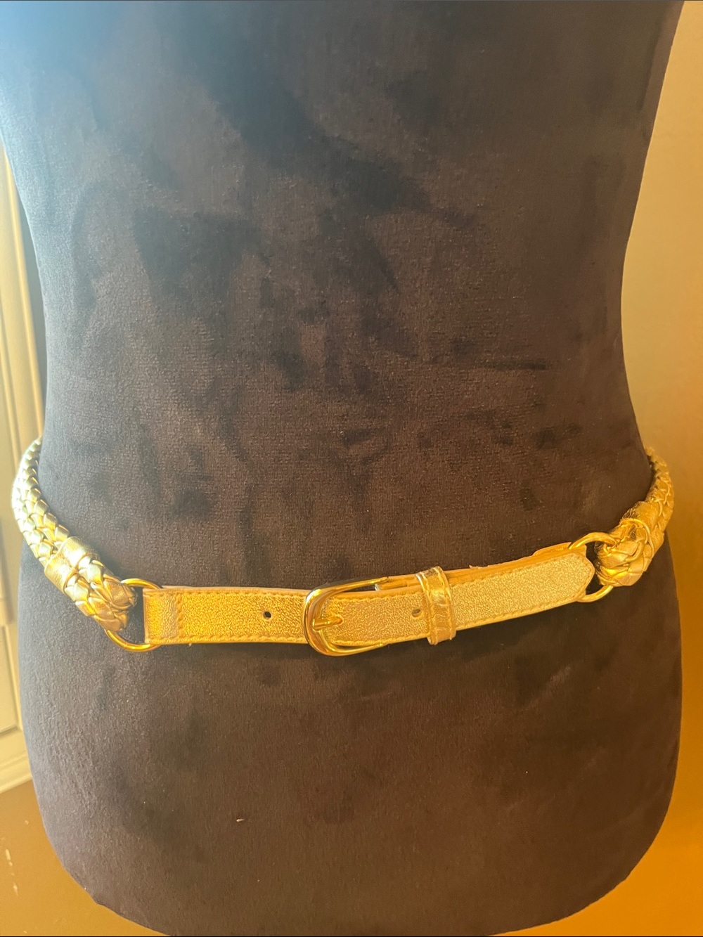 H&M Metallic Gold Braided Waist Belt with Buckle